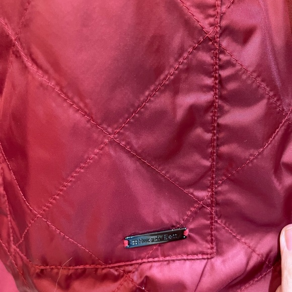 SWEATY BETTY: Model Faux Fur Bomber Jacket in Rust Red, Size Small, NEW WITH TAG - Picture 6 of 10